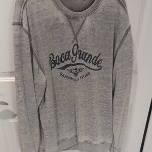 CampDavid Boca Grande Gasparilla Island Long Grey Distressed Sweatshirt Large